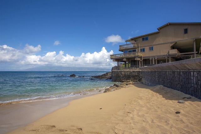 property view of water featuring a view of the beach