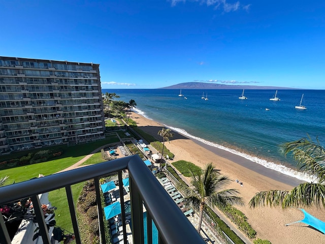 view of water feature with a view of the beach