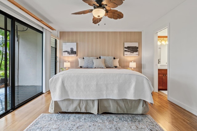 3788 Lower Honoapiilani Rd Unit C102, Lahaina, HI 96761 - bedroom with light wood-type flooring, access to outside, baseboards, and a ceiling fan