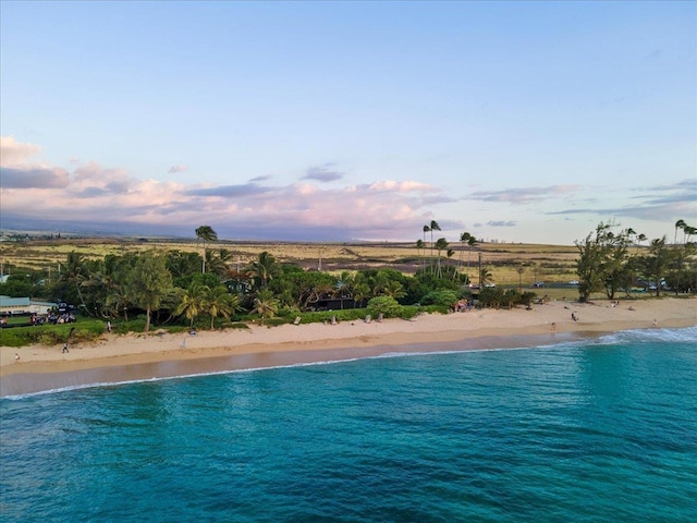 exterior space with a beach view