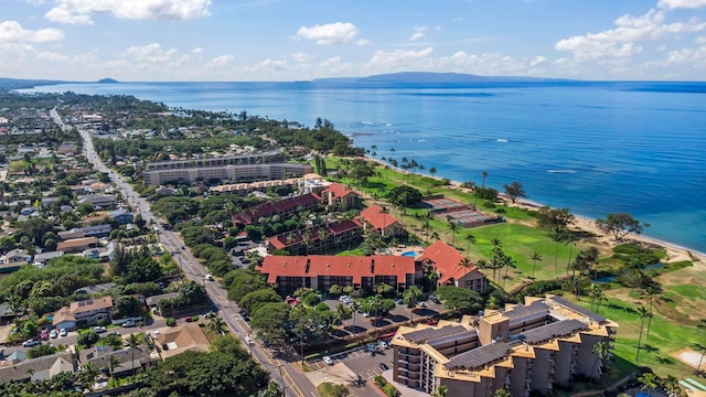 aerial view with a water and mountain view