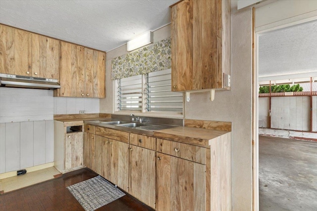 kitchen featuring sink and a textured ceiling