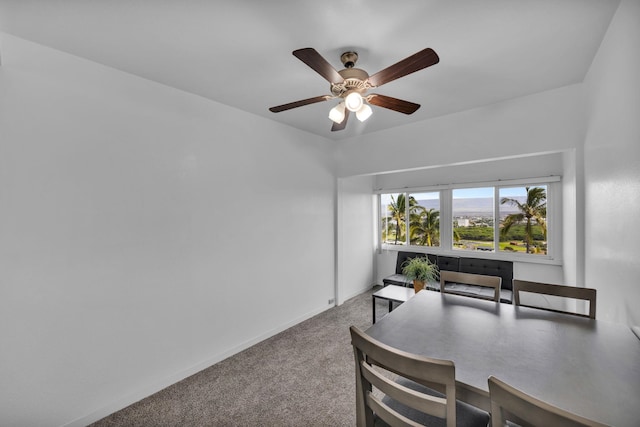 471 Liholiho St Unit 23, Wailuku, HI 96793 - dining room featuring carpet flooring, a ceiling fan, and an office area