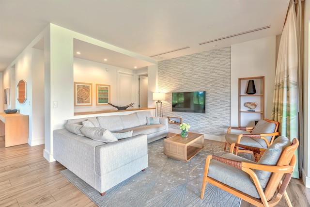 living room with light wood-type flooring