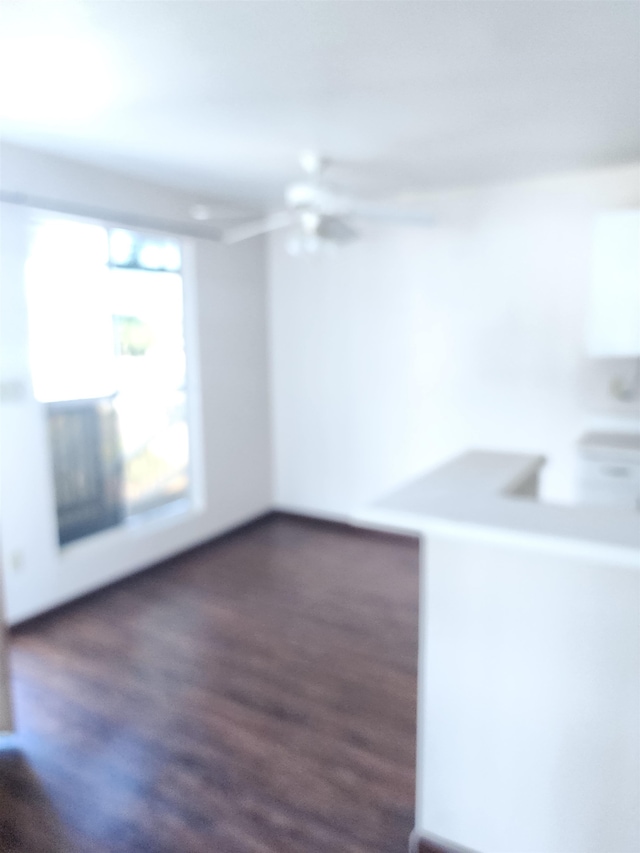 interior space with dark wood-type flooring and ceiling fan