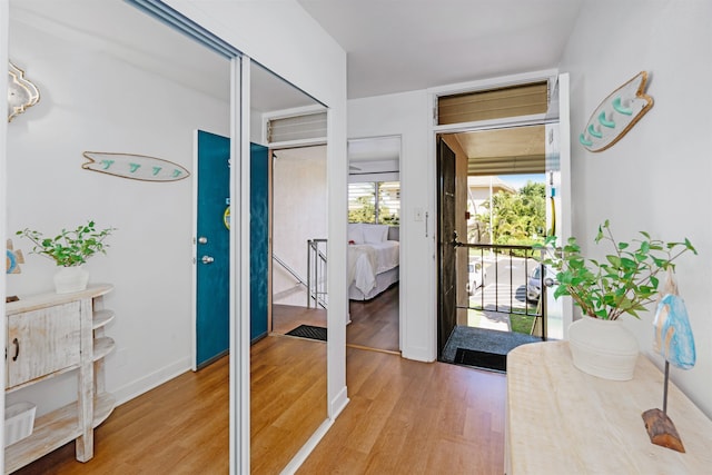 entrance foyer with light hardwood / wood-style floors