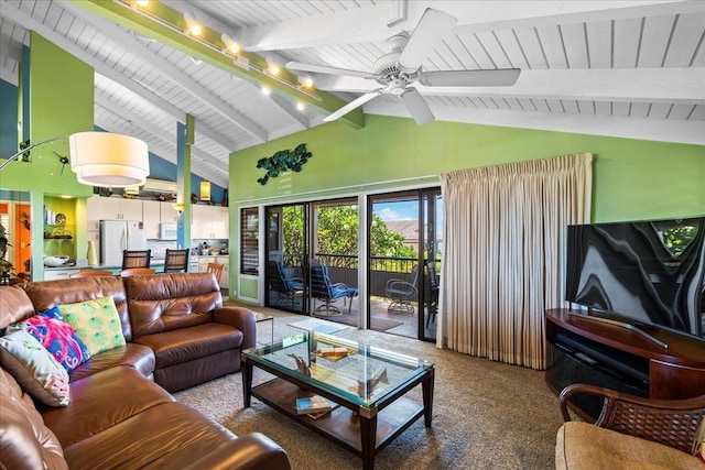 10 Wailea Ekolu Pl Unit 1008, Kihei, HI 96753 - carpeted living area with a ceiling fan and wooden ceiling