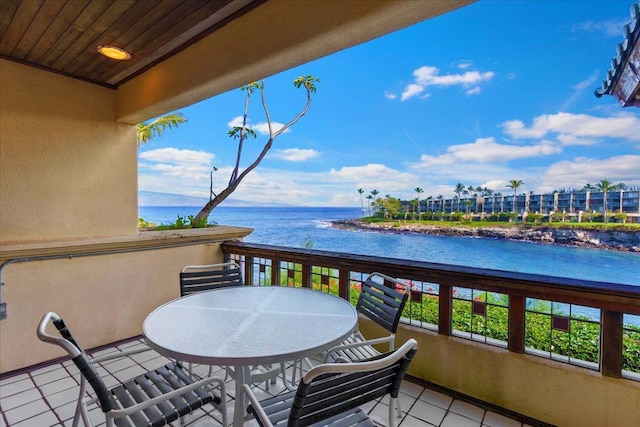 balcony with a water view