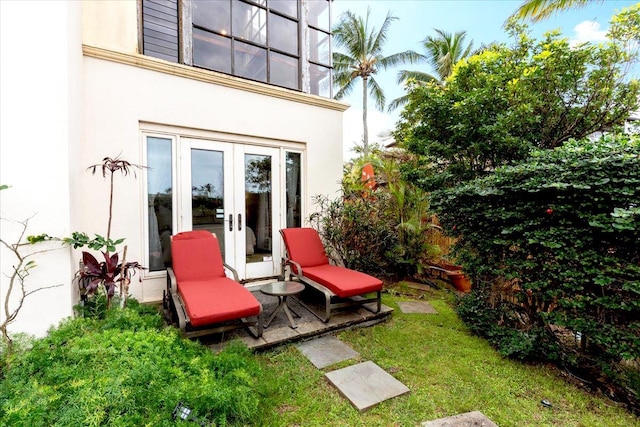 exterior space featuring french doors