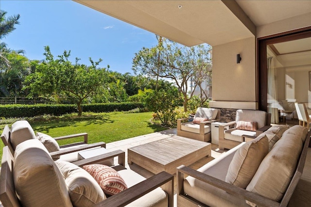 view of patio with an outdoor living space