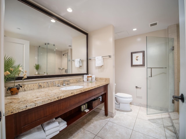130 Kai Malina Pkwy Unit 719, Lahaina, HI 96761 - full bath featuring a shower stall, toilet, vanity, tile patterned flooring, and recessed lighting