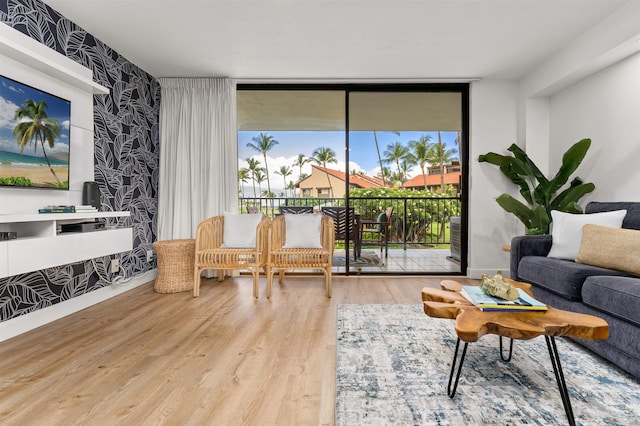 interior space with light hardwood / wood-style flooring