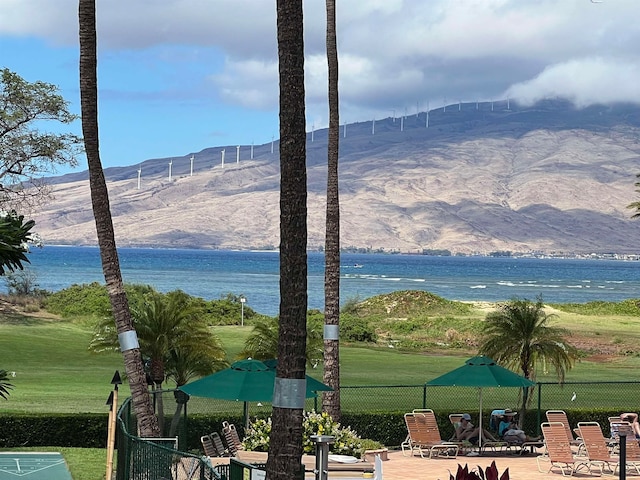 property view of mountains featuring a water view