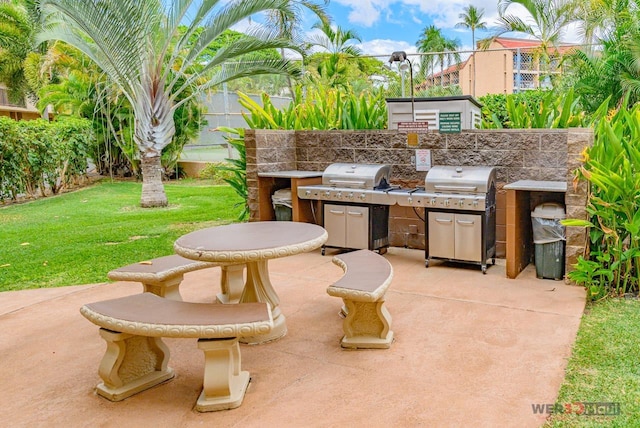 view of patio with grilling area and exterior kitchen