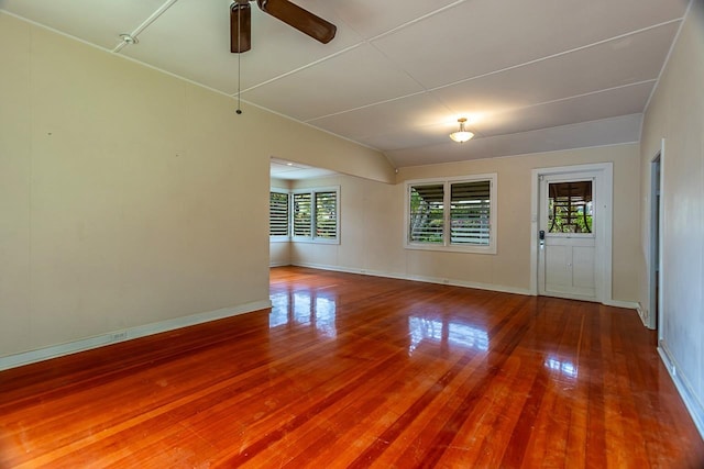 interior space featuring hardwood / wood-style floors, a wealth of natural light, and ceiling fan