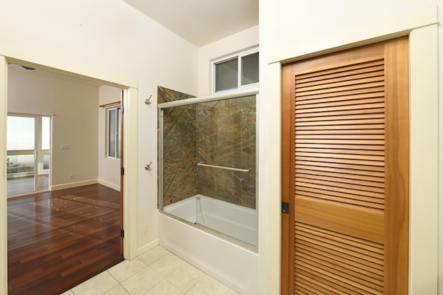210 Napoko Pl, Kula, HI 96790 - full bathroom featuring shower / bath combination with glass door, baseboards, and tile patterned flooring