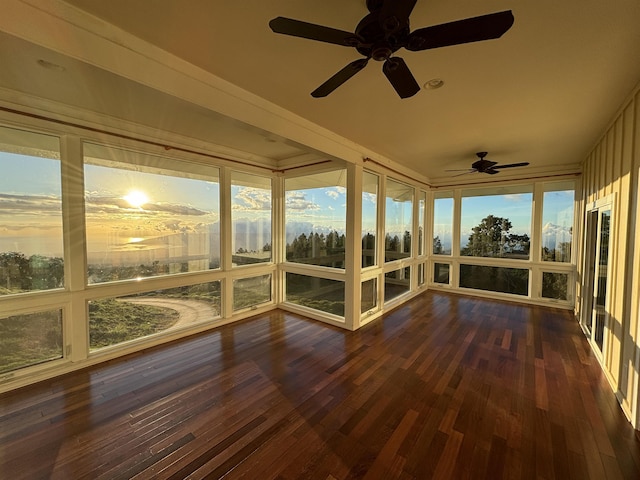 210 Napoko Pl, Kula, HI 96790 - unfurnished sunroom with a ceiling fan and wood finished floors