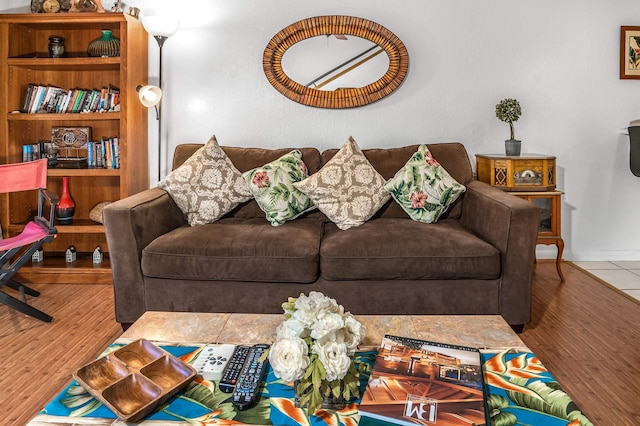 living room with hardwood / wood-style flooring