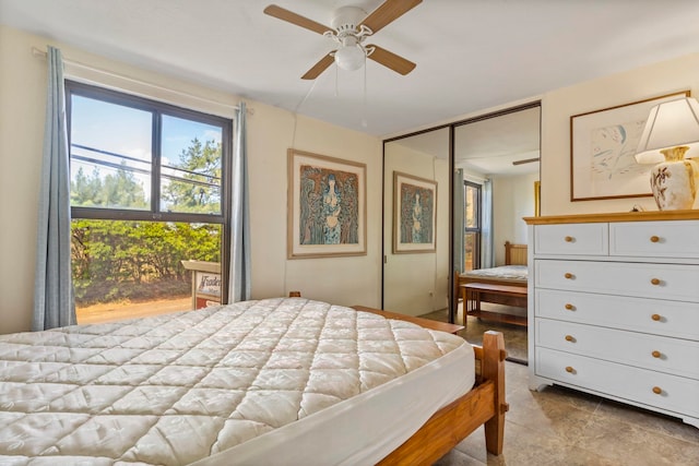 bedroom featuring ceiling fan