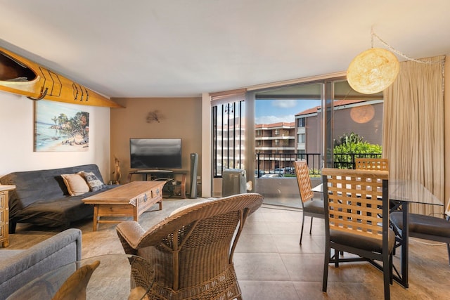 view of tiled living room