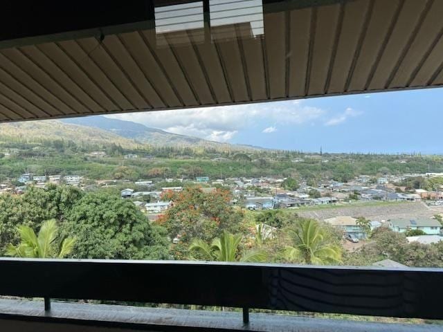 balcony featuring a mountain view