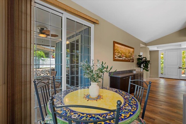 237 Kuli Puu St, Kihei, HI 96753 - dining area with vaulted ceiling and wood finished floors