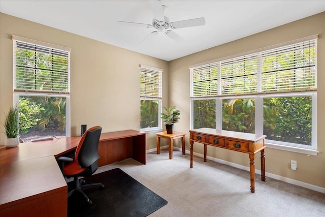 237 Kuli Puu St, Kihei, HI 96753 - office area featuring light carpet, baseboards, and ceiling fan