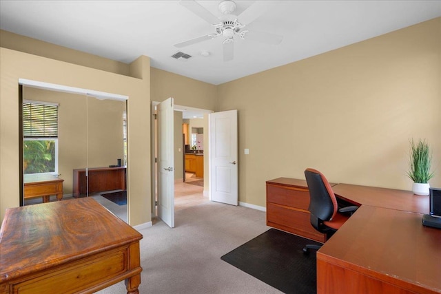 237 Kuli Puu St, Kihei, HI 96753 - office area with light carpet, a ceiling fan, and baseboards