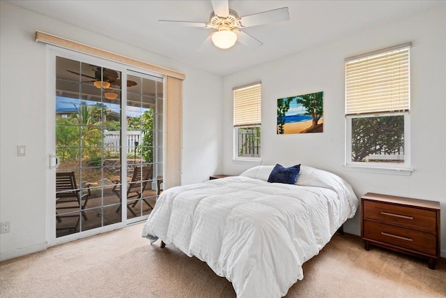 237 Kuli Puu St, Kihei, HI 96753 - bedroom featuring carpet, access to outside, and ceiling fan