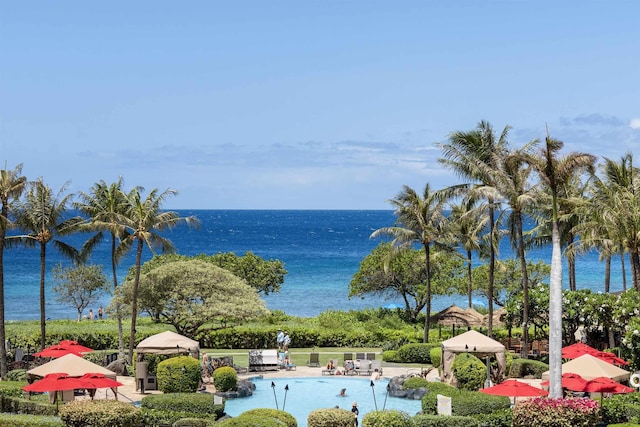 water view featuring a gazebo