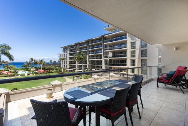 balcony with a water view