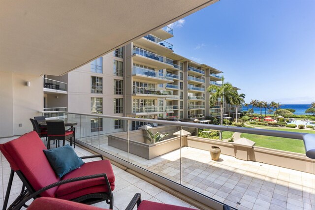 balcony with a water view