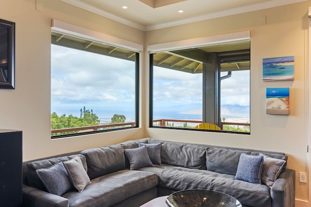 806 Kukia Pl, Kula, HI 96790 - living area featuring ornamental molding and recessed lighting