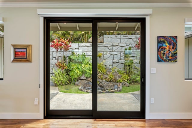 806 Kukia Pl, Kula, HI 96790 - entryway featuring crown molding and wood finished floors