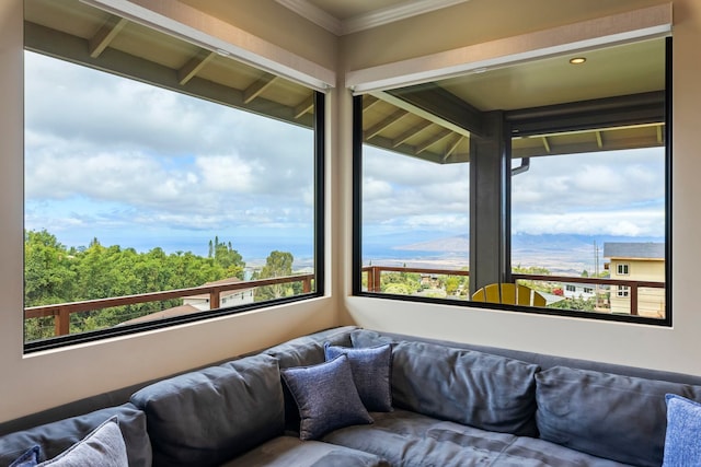 806 Kukia Pl, Kula, HI 96790 - living room featuring healthy amount of natural light and crown molding