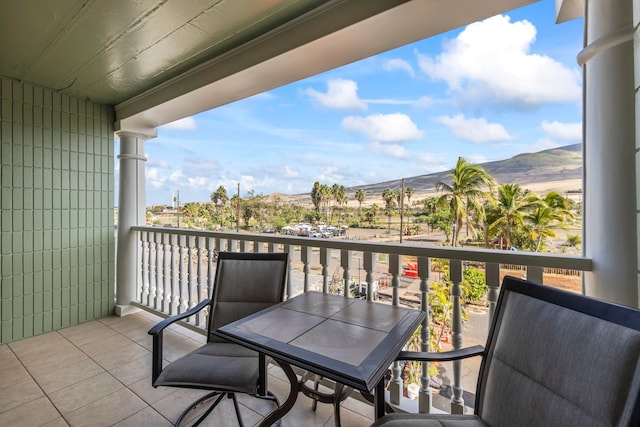 balcony with a mountain view