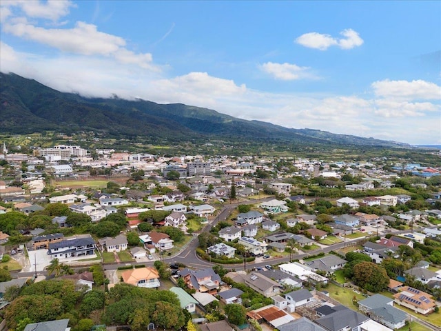 aerial view with a mountain view and a residential view