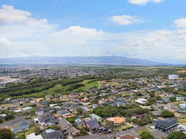 birds eye view of property featuring a mountain view and a residential view