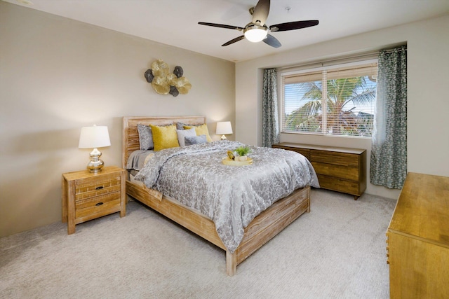 bedroom featuring carpet floors and ceiling fan