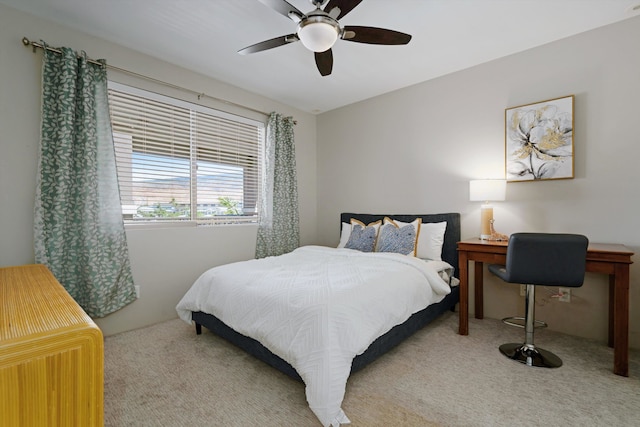 bedroom with carpet and ceiling fan