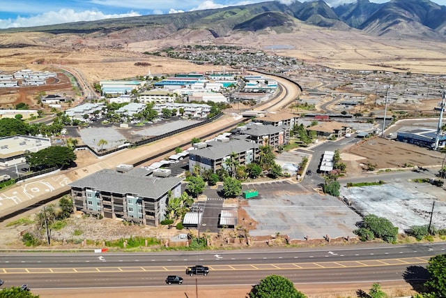 aerial view with a mountain view