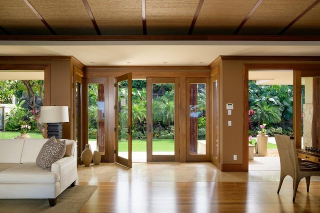 entryway featuring plenty of natural light and light wood-type flooring