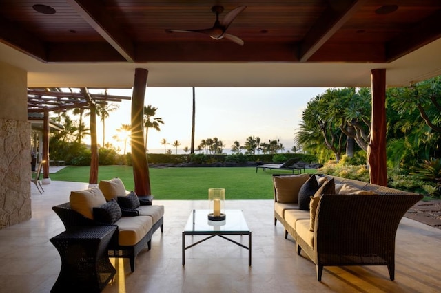 view of patio / terrace featuring outdoor lounge area and ceiling fan