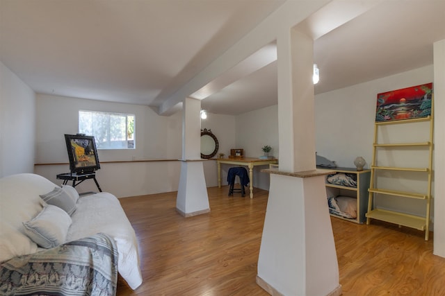 living room with light wood-type flooring