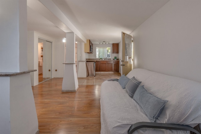 bedroom featuring light hardwood / wood-style floors