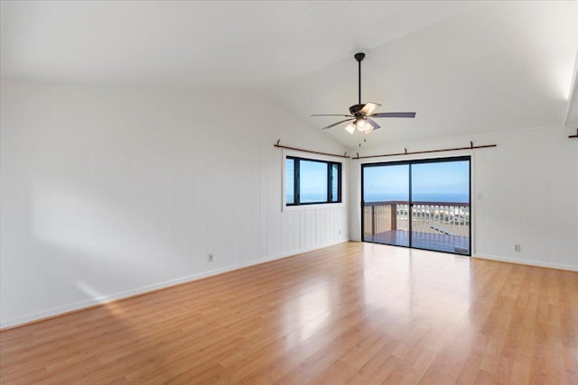 263 S Alu Rd, Wailuku, HI 96793 - empty room featuring light wood-type flooring, a ceiling fan, vaulted ceiling, and baseboards