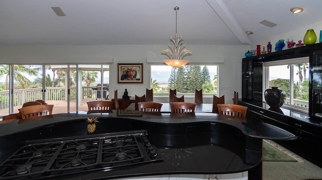 kitchen with vaulted ceiling