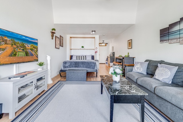 living area with light wood-style flooring