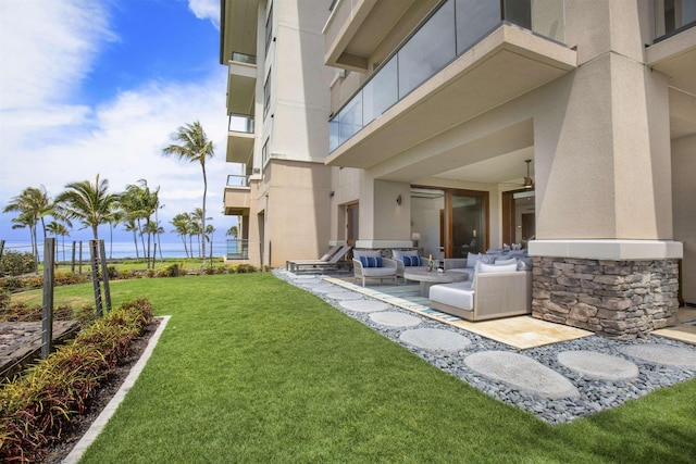 1 Bay Dr Unit 1205, Lahaina, HI 96761 - view of green lawn featuring an outdoor hangout area and a patio