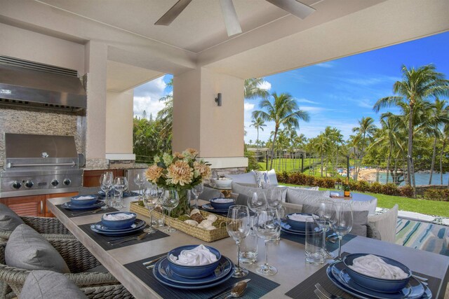 1 Bay Dr Unit 1205, Lahaina, HI 96761 - view of patio with outdoor dining space and a ceiling fan